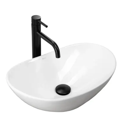 Lavoar pentru blat, alb lucios, oval, Rea Royal Mini
