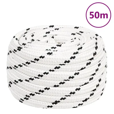 vidaXL Frânghie de lucru, alb, 18 mm, 50 m, poliester