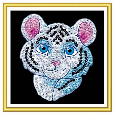 Set creativ KSG Crafts Sequin Art - Arta cu paiete pentru 60 de minute, Tigru alb
