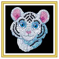 Set creativ KSG Crafts Sequin Art - Arta cu paiete pentru 60 de minute, Tigru alb