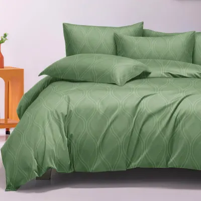 Lenjerie pat dublu, Finet model elegant, 6 piese, Verde