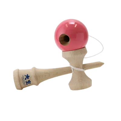 Joc de indemanare din lemn Kendama Ozora, 18 cm - Roz