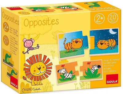 Puzzle din lemn Goula - Opuse cu Leo Leul