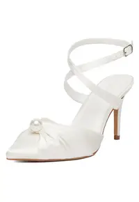 Pantofi stiletto dama - alb - textil