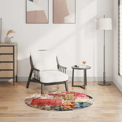 vidaXL Covor lavabil, mozaic multicolor, φ120 cm