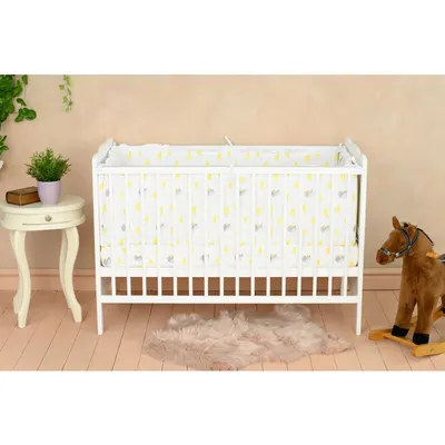 Patut din lemn bebe, 120x60 cm, Cu sina speciala pentru dentitie, Multifunctional, EN716-1, EN716-2, Alb, Qmini, Julia + Saltea 8 cm