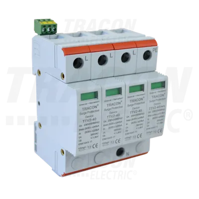 Descarcator de supratensiuni,AC,cl.2,elem.modular inlocuibil TTV2-40-3P+N/PE 230/400 V, 50 Hz, 20/40 kA (8/20 us), 3P+N/PE