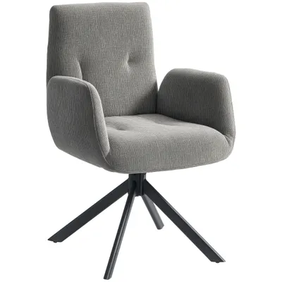 HOMCOM Fotoliu tapitat, fotoliu accente, design modern, rotativ, până la 120 kg, Gri închis | Aosom Romania