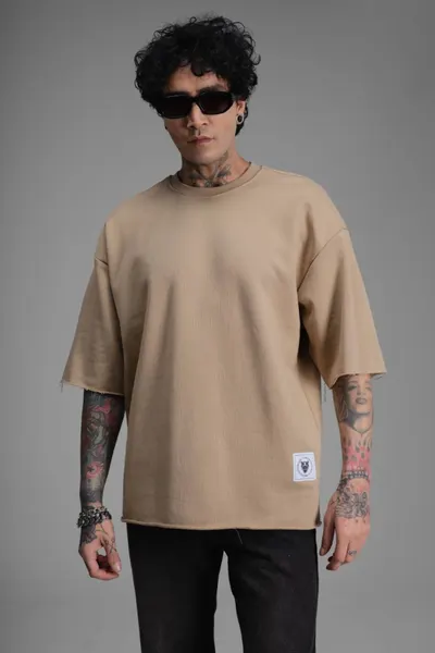 Tricou Barbati Oversized Mink Raw Edge Streetwear (mărime: M)