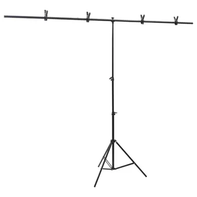 vidaXL Suport de fundal în formă de T, negru, 201x60x(70-200) cm