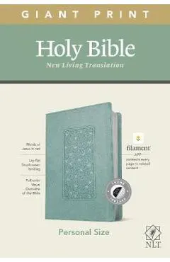 NLT Personal Size Giant Print Bible, Filament Enabled Edition (Red Letter, Leatherlike, Floral Frame Teal, Indexed)