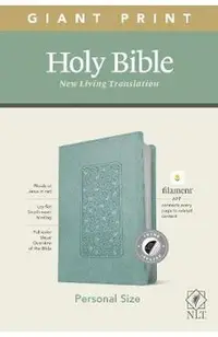 NLT Personal Size Giant Print Bible, Filament Enabled Edition (Red Letter, Leatherlike, Floral Frame Teal, Indexed)