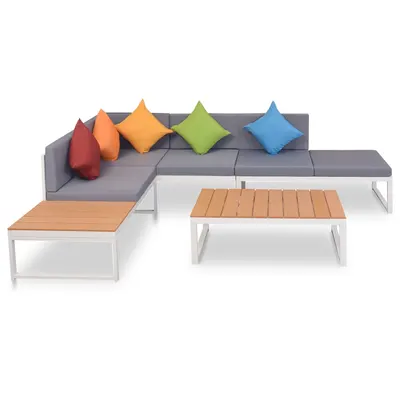 vidaXL Set mobilier de grădină cu perne, 4 piese, aluminiu și WPC