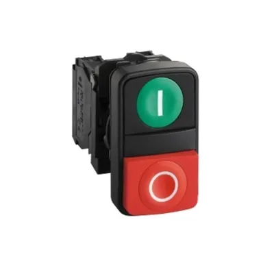 Buton cu Cap dublu Verde Incastrat/Rosu Aparent Ø22 cu Marcaj