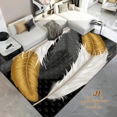 Covor 80x300cm pentru Dormitor si Living, Negru - Alb