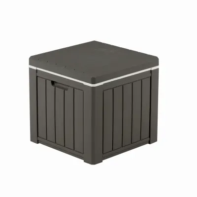 Lada depozitare pentru terasa/gradina din HDPE KLUGMEISTER KJF3146, 42x42x40.1 cm, volum 37 litri, culoare gri