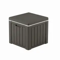 Lada depozitare pentru terasa/gradina din HDPE KLUGMEISTER KJF3146, 42x42x40.1 cm, volum 37 litri, culoare gri
