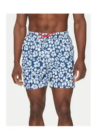 Pantaloni scurti de baie cu model floral si buzunare