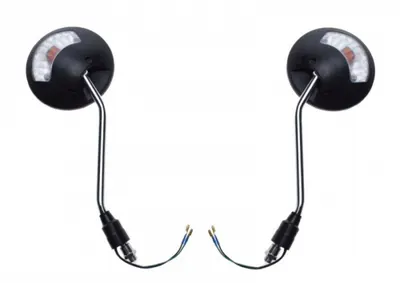 Set 2 oglinzi moto atv rotunde cu semnalizari, M10x1.25, culoare negru