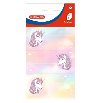 Etichete scolare autoadezive, 9buc/set, unicorn, Herlitz