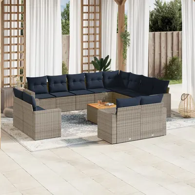 Gossi set mobilier de gradina cu perne, 13 piese, gri, poliratan