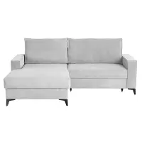 Coltar extensibil FREDERIC, cu arcuri si lada depozitare, colt stanga, gri deschis, 235x160x95 cm
