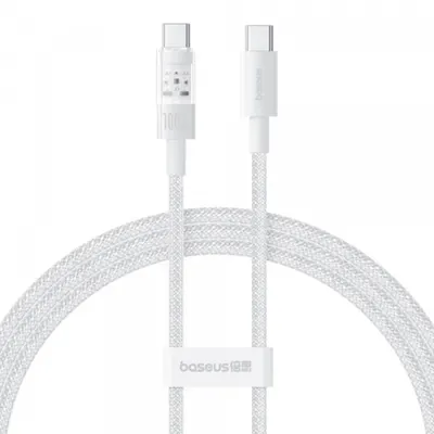 Cablu Date si Incarcare USB-C - USB-C Baseus Gem, 100W, 1m, Alb P10373000211-00
