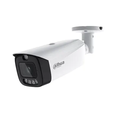Camera supraveghere exterior IP cu iluminare duala Dahua WizSense IPC-HFW3849T1-AS-PV-0280B-PRO, 8 MP, 2.8 mm, IR/Lumina calda 50 m, microfon si difuzor, alarma, slot card, ONVIF, PoE