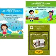 Pachet Logopedie aplicata, 2 volume si Fise de exercitii logopedice