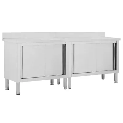 vidaXL Mese lucru uși glisante 2 buc. 200x50x(95-97)cm oțel inoxidabil