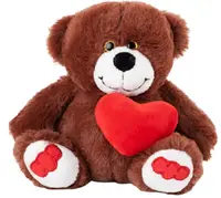 Jucărie de pluș Amek Toys - Ursuleț de pluș cu inimă, maro, 19 cm