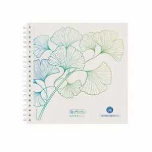 Bloc notes 14.8 x 14.8 cm, spira dubla, 100 file, 80g/mp, microperforații, punctat, motiv Ginkgo GREENline