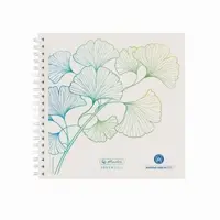 Bloc notes 14.8 x 14.8 cm, spira dubla, 100 file, 80g/mp, microperforații, punctat, motiv Ginkgo GREENline