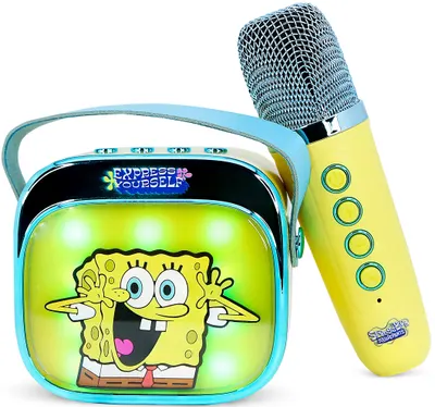 Boxa portabila OTL Technologies - SpongeBob SquarePants PopSing Karaoke Speaker & Microphone, galben