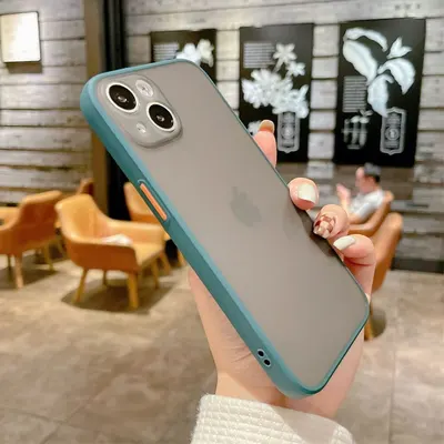 Husa cu Margini Colorate, Compatibila cu iPhone 13 Pro Max, Butoane Colorate, Semi-Transparenta, Verde Inchis Engros