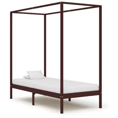 Gossi cadru pat cu baldachin, maro inchis, 90x200cm, lemn masiv pin