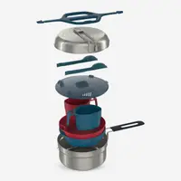 Set de gătit camping 500 inox + înveliș anti-adeziv 2 persoane 2,1L