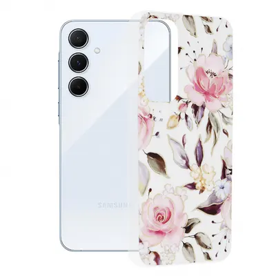 Husa pentru Samsung Galaxy A55 5G A556, Techsuit, Marble, Alba