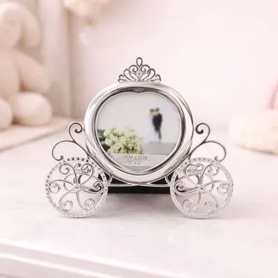 Ramă Foto Caleașcă Elegantă AZAY cu Cristale, 5x5 cm, Ramă Foto Familie / Cuplu, Cutie Cadou Inclusă