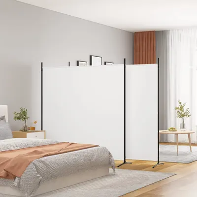 vidaXL Paravan de cameră cu 3 panouri, alb, 525x180 cm, textil