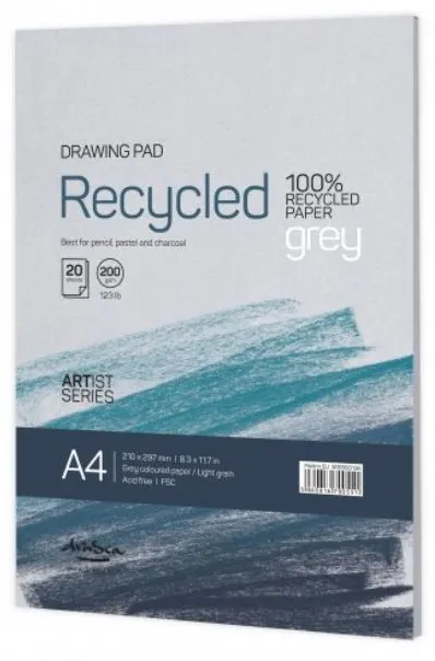 Bloc de schite Drasca - Recycled drawing pad, Grey, 20 coli,A4
