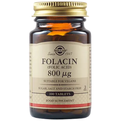 Acid folic Folacin 800mcg, 100 tablete, Solgar