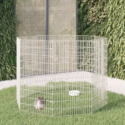 Gossi adapost pentru animale cu 8 panouri, 54x100 cm, fier galvanizat