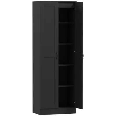 HOMCOM Dulap 2 uși corp de depozitare cu 5 rafturi, stil contemporan, 60L x 36,5l x 175H negru | Aosom Romania