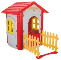 Casuta de gradina pentru copii Pilsan Magic House GreyYellow gardulet inclus, utilizare interiorexterior,plastic rezistent UV,design realist,usa si ferestre functionale, 112 x 172 x 131 cm