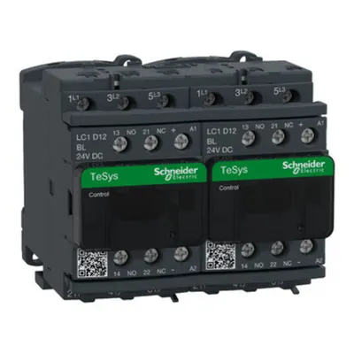 Contactor inversor, TeSys Deca, 3P(3NO), AC-3, <=440V, 12A, bobina LC 24V DC, cu interblocare mecanica si electrica, terminale cu surub