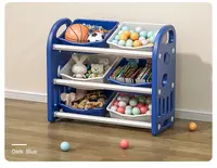 Organizator pentru jucarii Nichiduta Garden Butterfly Dark Blue, cu 3 nivele si 6 cutii depozitare, margini rotunjite, 77x66x32 cm