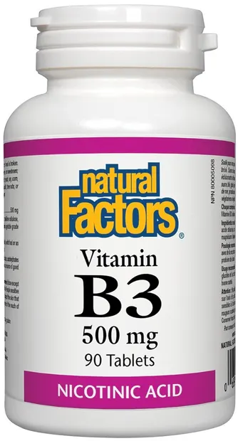 Vitamin B3, 500 mg, 90 tablete, Natural Factors
