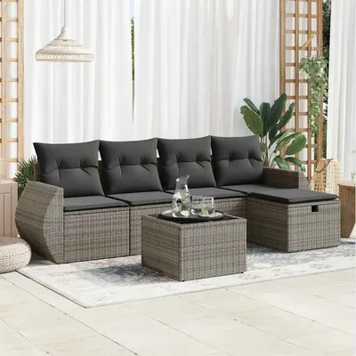 Gossi set mobilier gradina cu perne, 6 piese, gri, poliratan