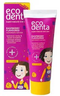 Pasta de dinti naturala pentru copii cu gust de zmeura contra tartu & carii, 75ml, Ecodenta